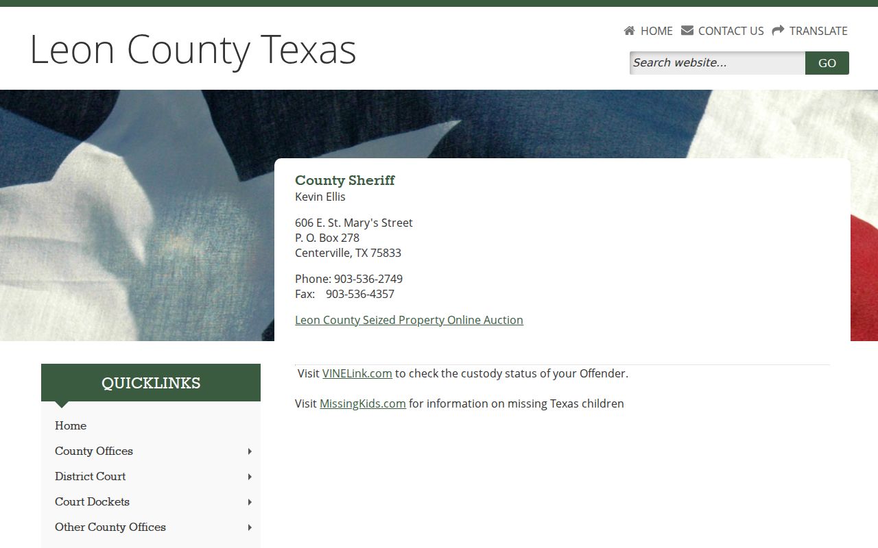 Centerville criminal records at the Leon County Sheriff and jail