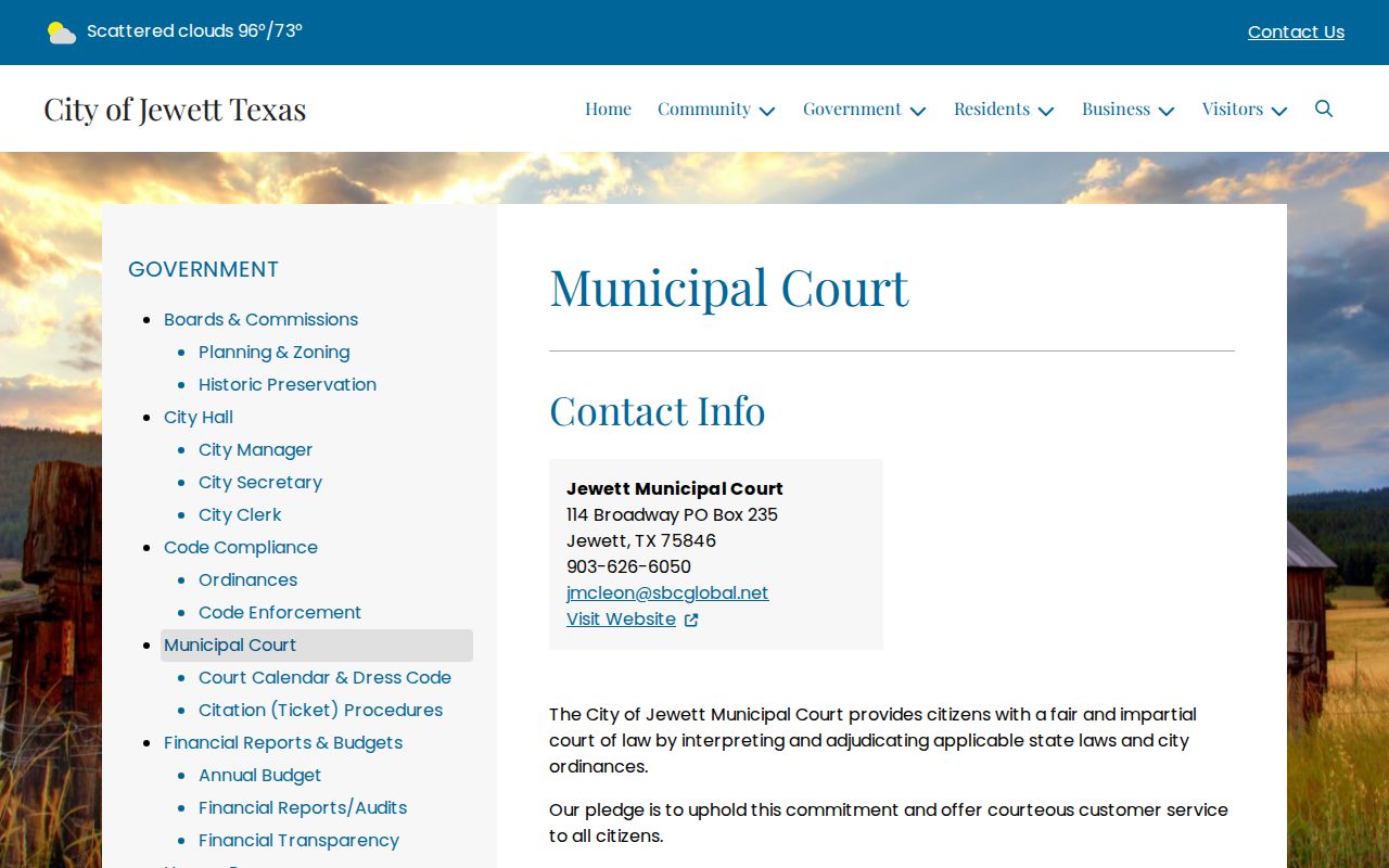 Jewett criminal records through Jewett Municipal Court
