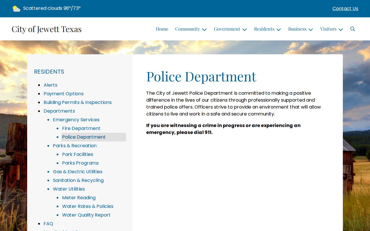 Jewett criminal records held by the Jewett Police Department